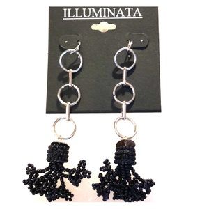 Earrings silver and black.Earrings hang 3 1/2”.NWT